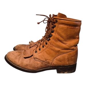 Durango Tan Leather Lace-Up Cowboy Western Roper Boots Men's Size 11.5EE